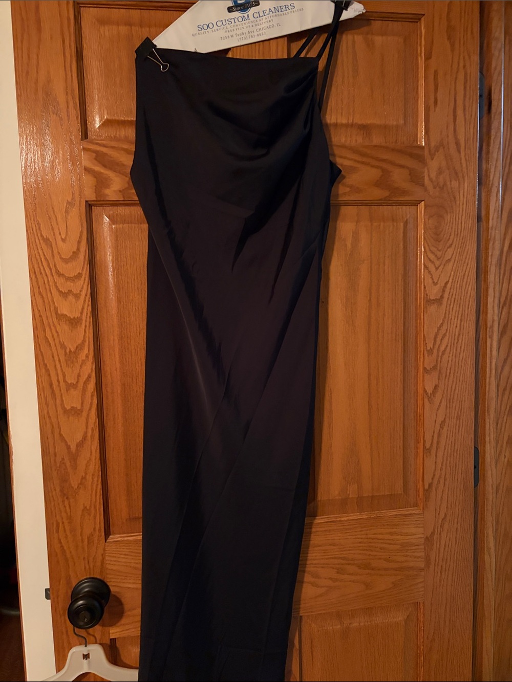 Classic Black Slip Dress with Asymmetric Straps. Pit to it 17 inches